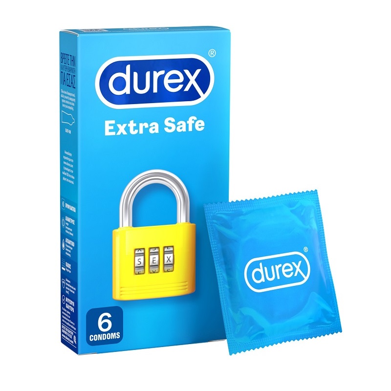 Durex Extra Safe Προφυλακτικά με Ελαφρώς Παχύτερα Τοιχώματα για Απόλυτη Ασφάλεια 6τμχ