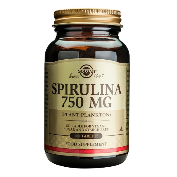 Solgar Spirulina 750mg Σπιρουλίνα Τόνωση Οργανισμού & Έλεγχος Βάρους 80tabs