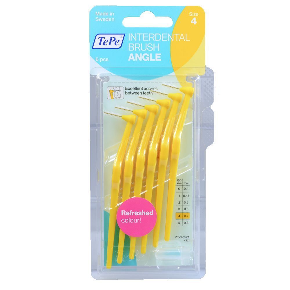 TePe Angle Μεσοδόντια Βουρτσάκια με Λαβή 0.7mm Κίτρινα 6τμχ