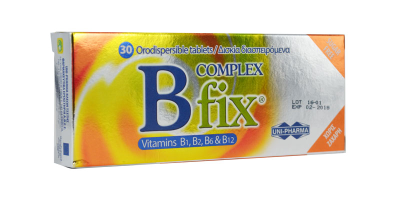 Uni-Pharma B Complex Fix Βιταμίνη για Ενέργεια, τα Μαλλιά & τo Δέρμα 30 ταμπλέτες