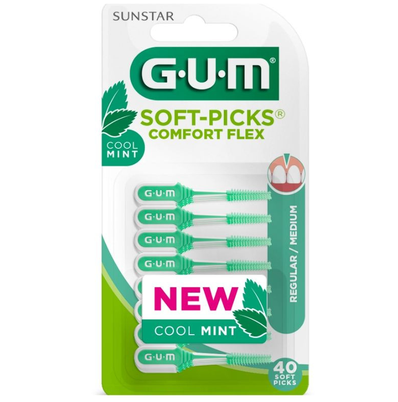 GUM Soft-Picks Comfort Flex Μεσοδόντιες Οδοντογλυφίδες Medium Πράσινες 40τμχ