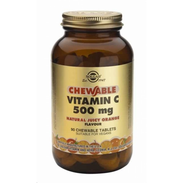 Solgar Chewable Vitamin C Βιταμίνη για Ενέργεια & Ανοσοποιητικό 500mg Πορτοκάλι 90chew tabs