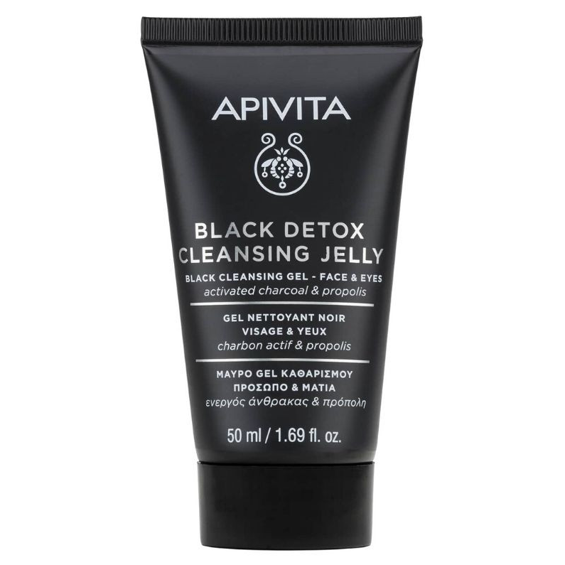 Apivita Gel Καθαρισμού Black Detox Cleansing Jelly για Πρόσωπο & Μάτια με Ενεργό Άνθρακα & Πρόπολη 50ml