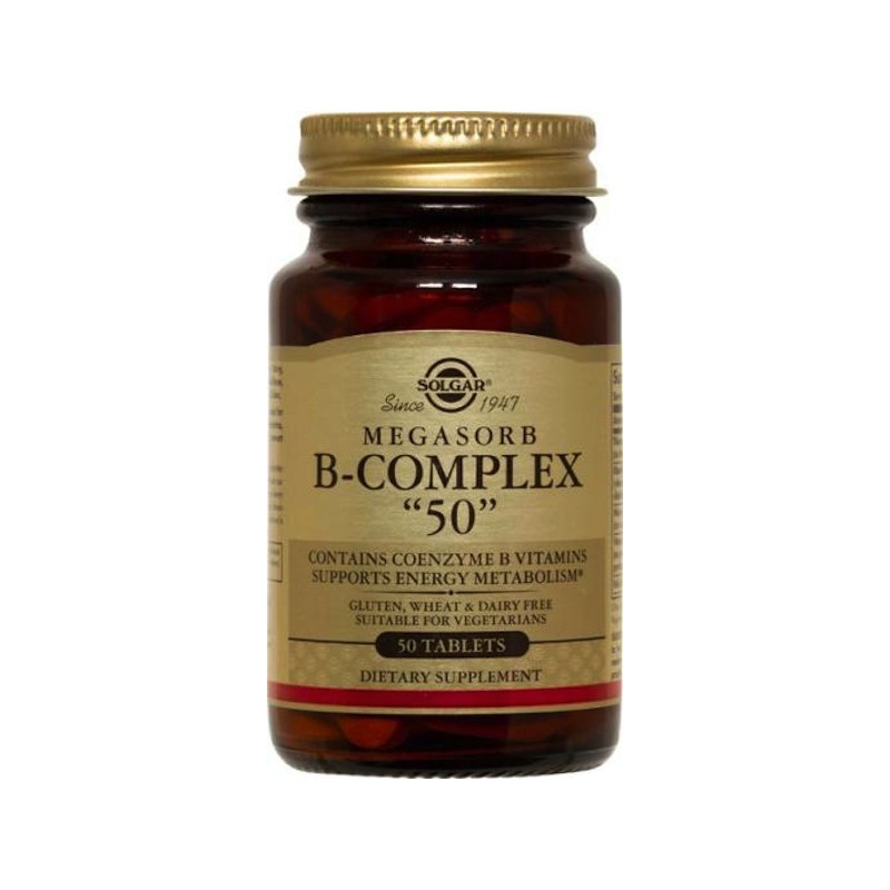 Solgar Megasorb Vitamin B-Complex Ενέργεια Μαλλιά & Δέρμα 50tabs