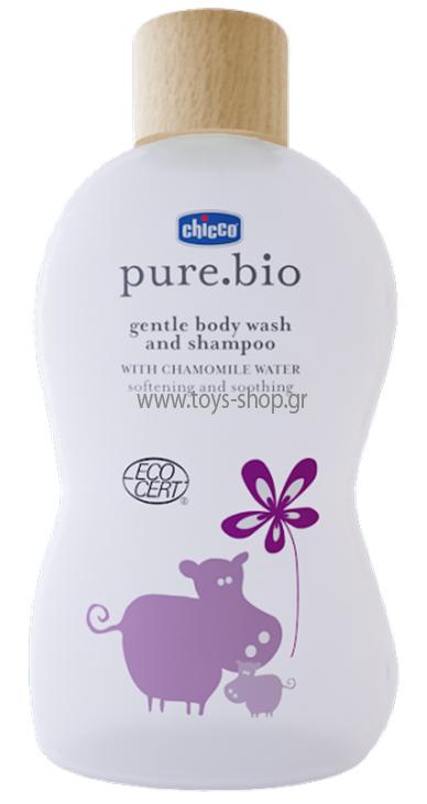 Chicco Pure Bio Απαλό Βιολογικό Αφρόλουτρο-Σαμπουάν με Χαμομήλι 200ml