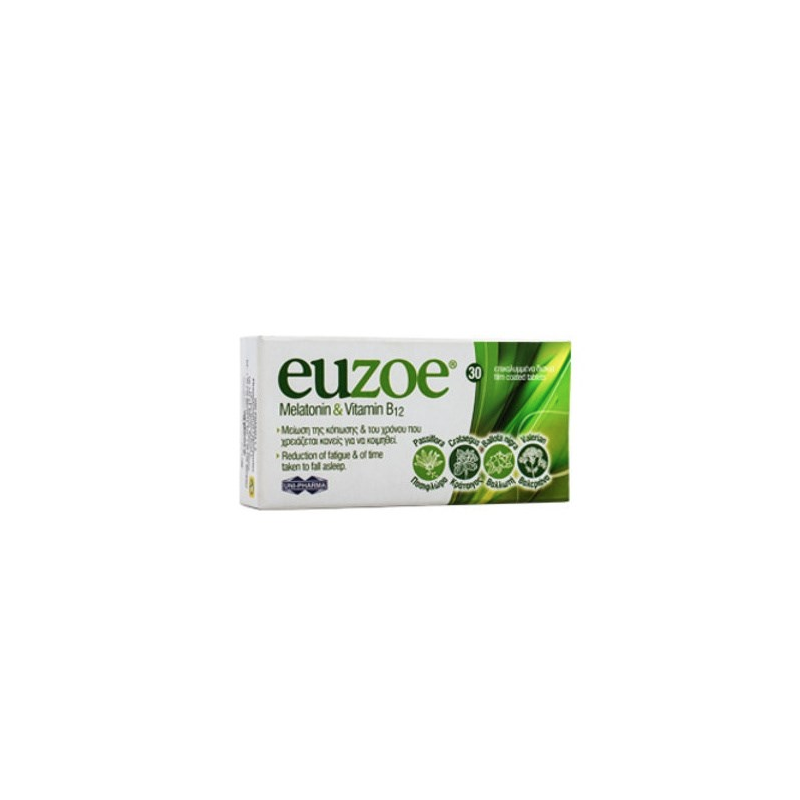 Uni-Pharma Euzoe Melatonin & Vitamin B12 Συμπλήρωμα για τον Ύπνο 30 ταμπλέτες