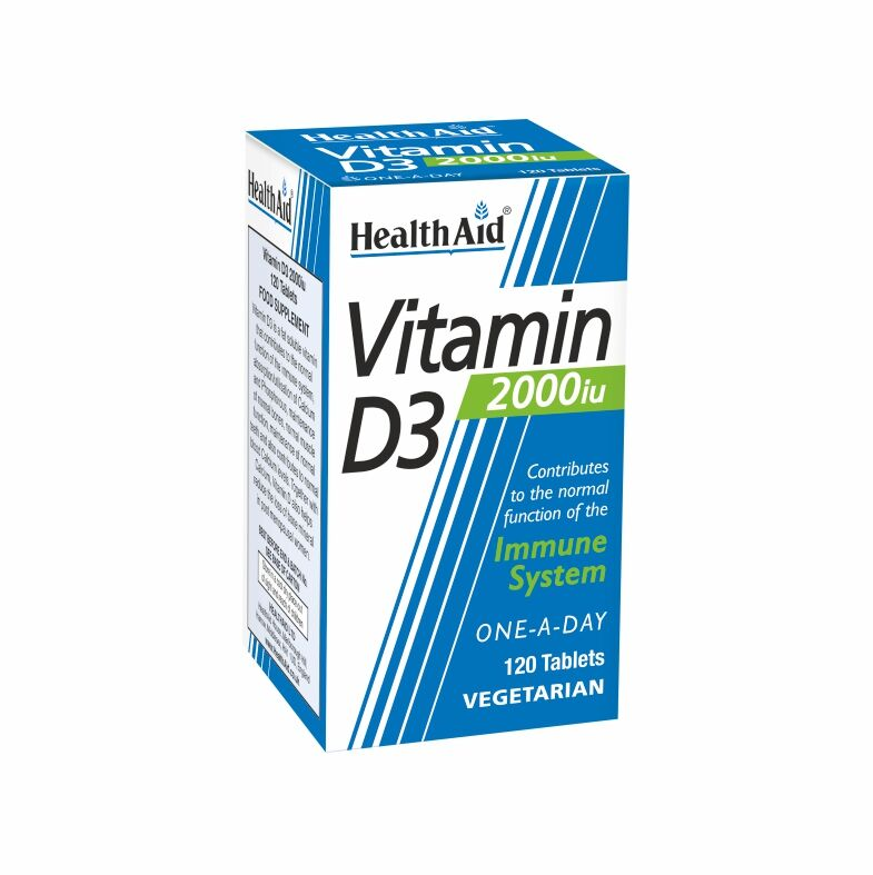 Health Aid Vitamin D3 Βιταμίνη για Ανοσοποιητικό 2000iu 120 φυτικές κάψουλες