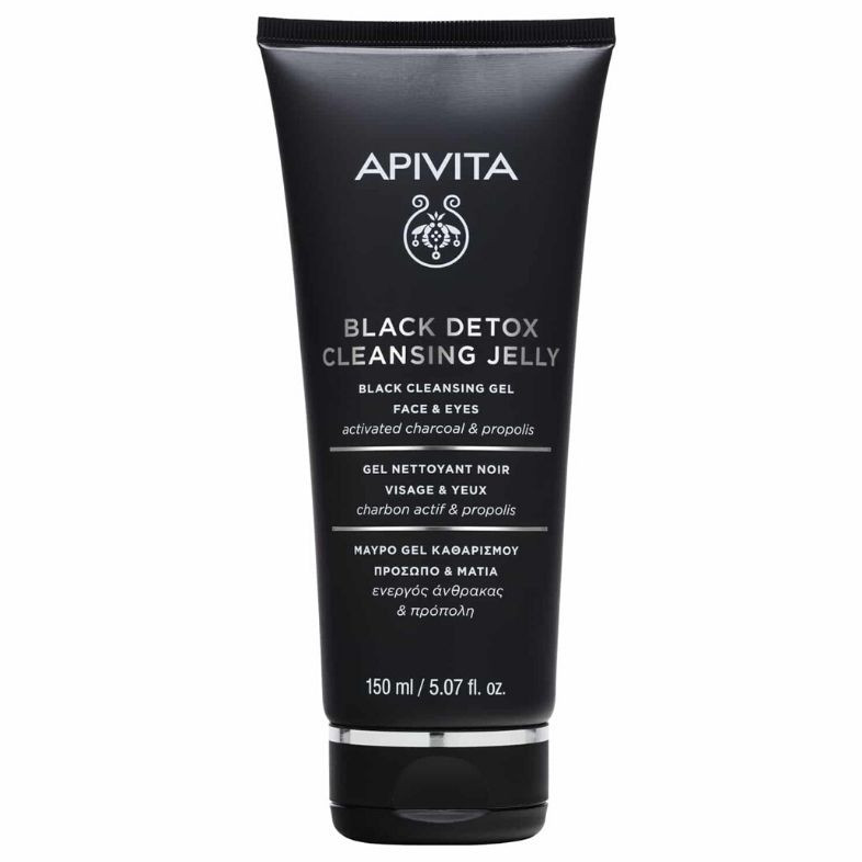 Apivita Gel Καθαρισμού Black Detox Cleansing Jelly για Πρόσωπο & Μάτια με Ενεργό Άνθρακα & Πρόπολη 150ml