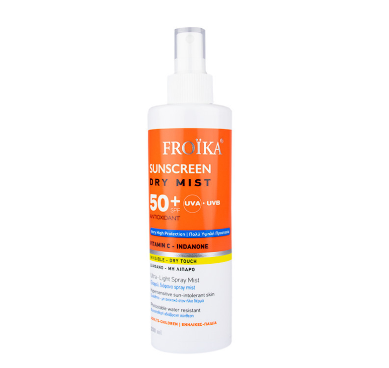 Froika Sunscreen Dry Mist Αδιάβροχη Αντηλιακή Λοσιόν Προσώπου και Σώματος SPF50 σε Spray 250ml