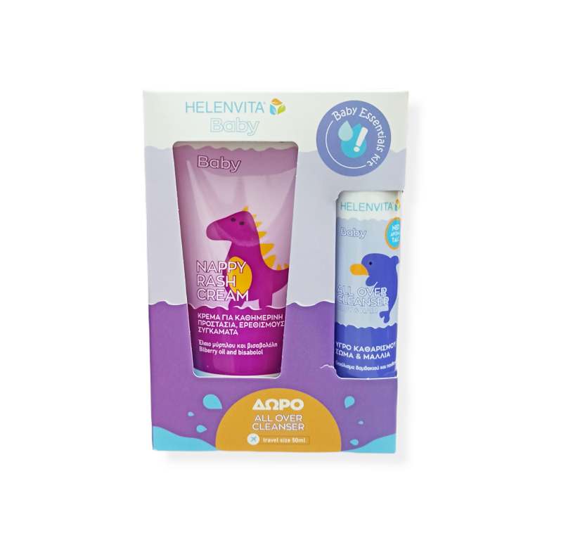 Helenvita Baby Nappy Rash Υγρή Πούδρα & Baby All Over Cleanser 200ml