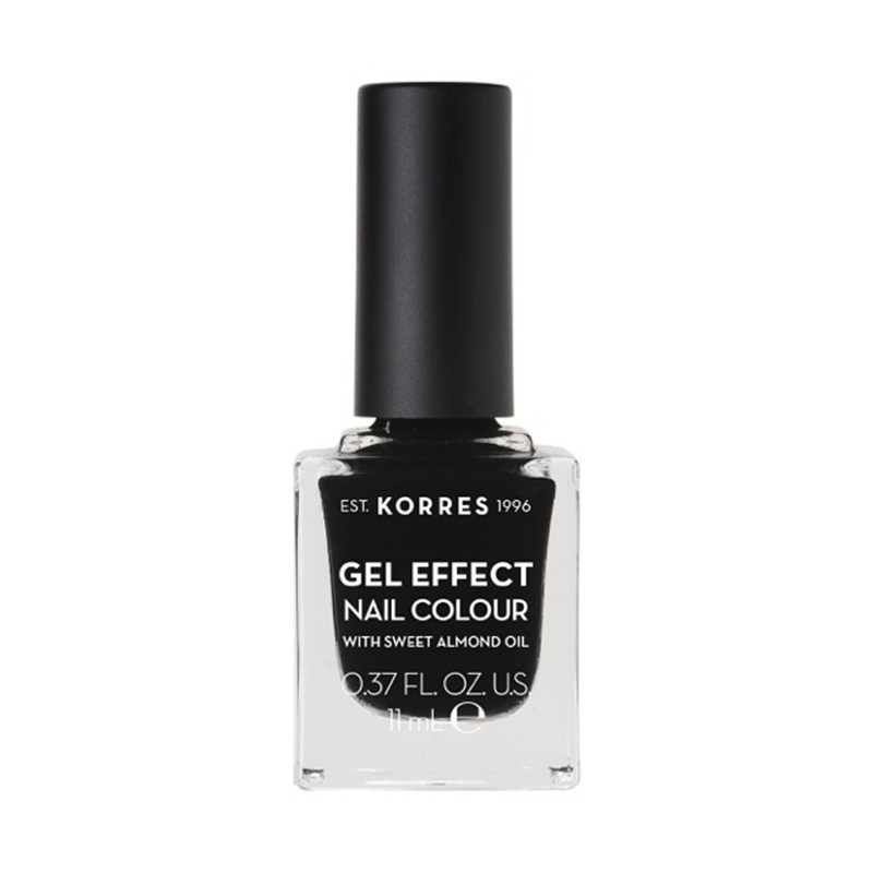 Korres Gel Effect Gloss Βερνίκι Νυχιών Μακράς Διαρκείας 100 Black 11ml