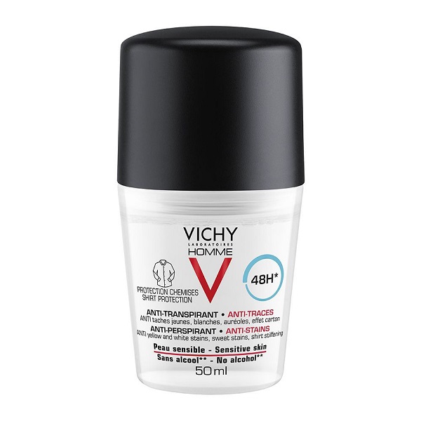 VICHY Homme Anti Stains Ανδρικό Αποσμητικό που δεν αφήνει λεκέδες 48Η σε Roll-On 50ml