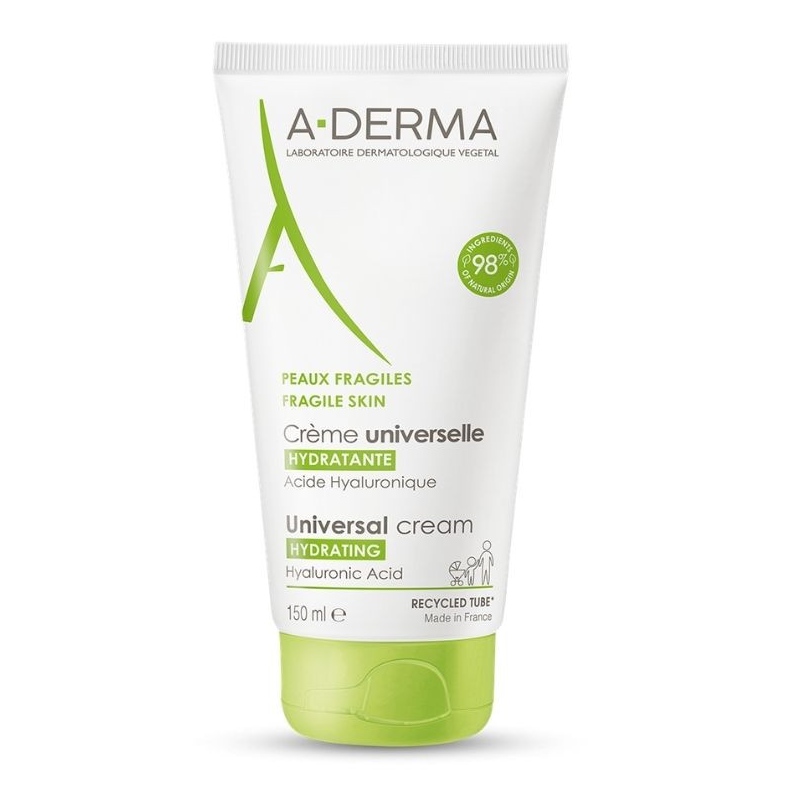 A-Derma Universal Hydrating Ενυδατική Κρέμα Ανάπλασης με Υαλουρονικό Οξύ για Ευαίσθητες Επιδερμίδες 150ml