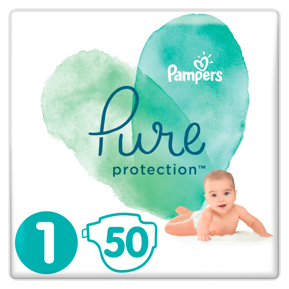 Pampers Pure Protection Πάνες με Αυτοκόλλητο No. 1 για 2-5kg 50τμχ