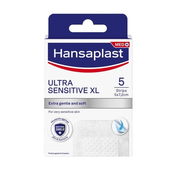 Hansaplast Αποστειρωμένα Αυτοκόλλητα Επιθέματα Ultra Sensitive XL 5x7.2cm 5τμχ