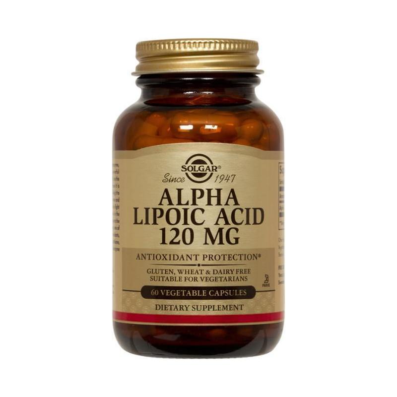 Solgar Alpha Lipoic Acid Αντιοξειδωτικό χωρίς Γλουτένη 120mg 60veg caps