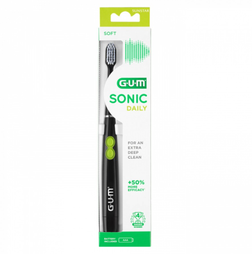 GUM Sonic Daily Soft 4100 Ηλεκτρική Οδοντόβουρτσα Μπαταρίας Μαύρο