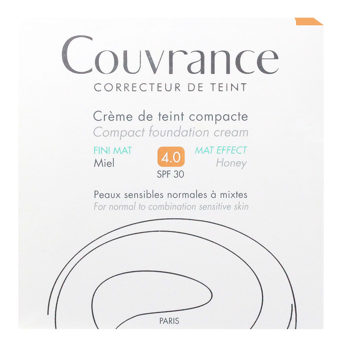 Avene Couvrance Creme de teint compacte FINI MAT SPF30 Miel 4.0 10g