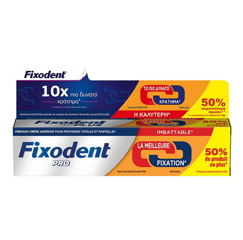 Fixodent Pro Plus Duo Action Στερεωτική Κρέμα Τεχνητής Οδοντοστοιχίας 60gr