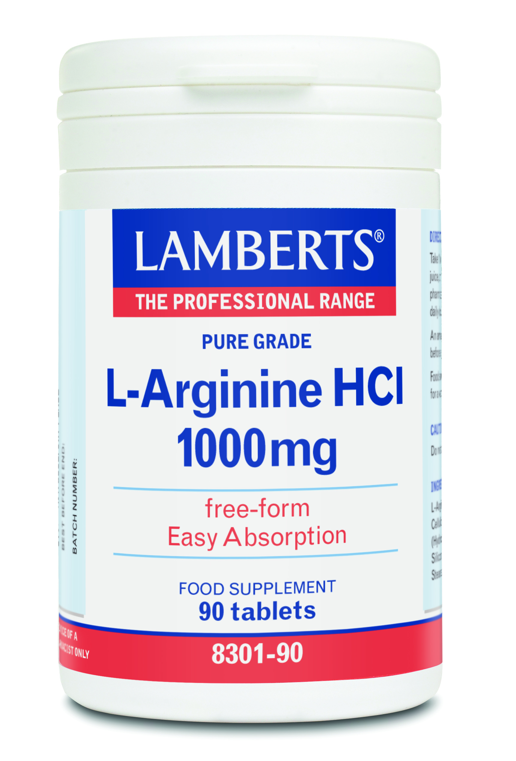 Lamberts L-Arginine HCl 1000mg 90 ταμπλέτες