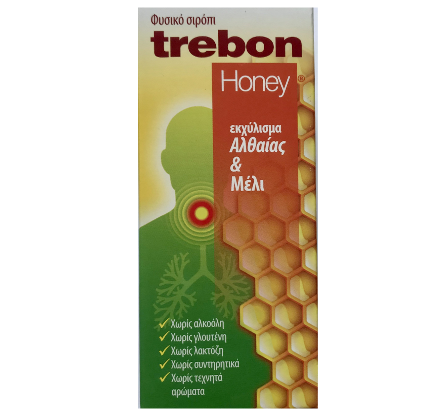 Uni-Pharma Trebon Honey Σιρόπι με Μέλι & Αλθαία για Ξηρό και Παραγωγικό Βήχα χωρίς Γλουτένη 100ml