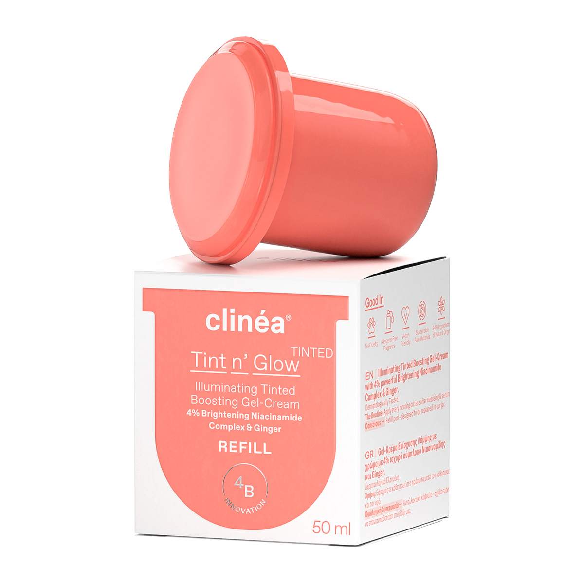 Clinea Tint n Glow Gel Illuminating Tinted Boosting Gel Cream Refill Κρέμα Ενίσχυσης Λάμψης με Χρώμα Ανταλλακτικό 50ml