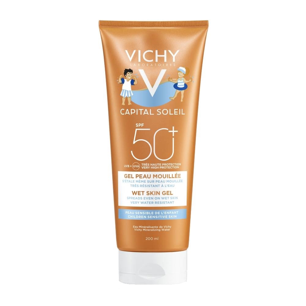 VICHY Capital Soleil Wet Skin Gel Αδιάβροχο Παιδικό Αντηλιακό για Πρόσωπο Σώμα SPF50+ 200ml