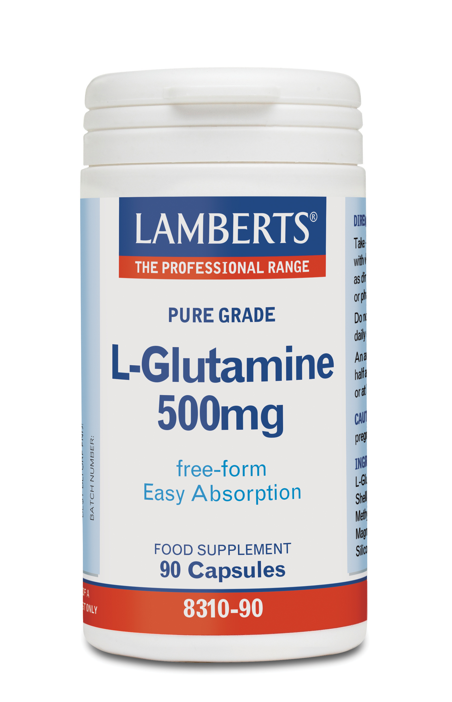 Lamberts L-Glutamine 500mg 90 κάψουλες