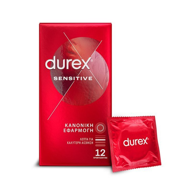 Durex Προφυλακτικά Sensitive Λεπτά Κανονική Εφαρμογή 12τμχ