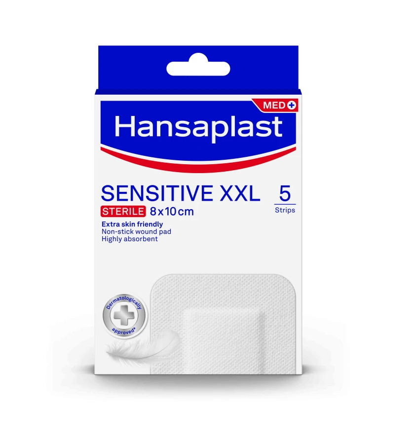 Hansaplast Αποστειρωμένα Αυτοκόλλητα Επιθέματα Med Sensitive XXL 10x8cm 5τμχ