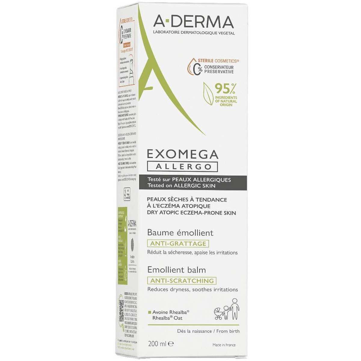 A-Derma Exomega Allergo Emollient Ενυδατικό Balm Σώματος για Ξηρές Επιδερμίδες 200ml