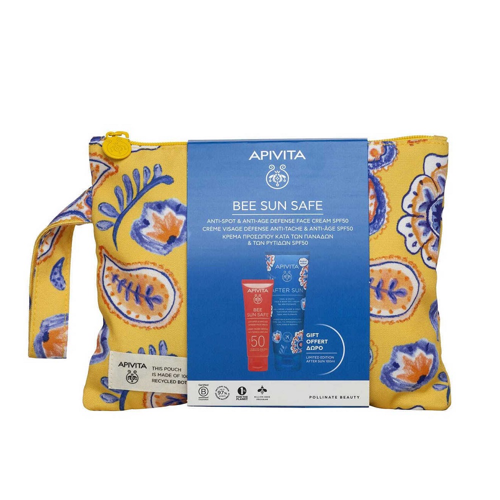 Apivita Bee Sun Safe Promo Αντηλιακή Κρέμα Προσώπου Κατά Των Πανάδων & Ρυτίδων SPF50 50ml και After Sun Limited Edition Travel Size 100ml