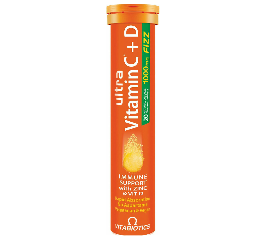 Vitabiotics Ultra Vitamin C+D Βιταμίνη για Ανοσοποιητικό Πορτοκάλι 20 αναβράζοντα δισκία