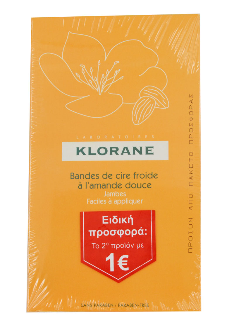 Klorane Cold Wax Strips 2x6 Ταινίες Αποτρίχωσης Sweet Almond 12τμχ