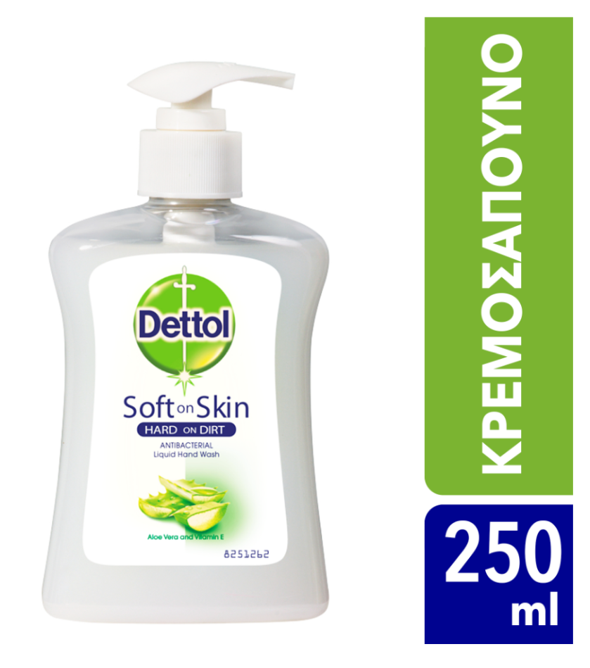 Dettol Soft on Skin Hard on Dirt Liquid Αντιβακτηριδιακό Υγρό Κρεμοσάπουνο με Aloe Vera and Vitamin E 250ml