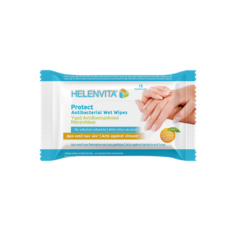 Helenvita Protect Antibacterial Wet Wipes 15τμχ