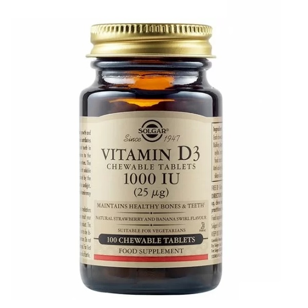 Solgar Vitamin D3 1000iu 25μg Βιταμίνη για Ανοσοποιητικό 100chew tabs