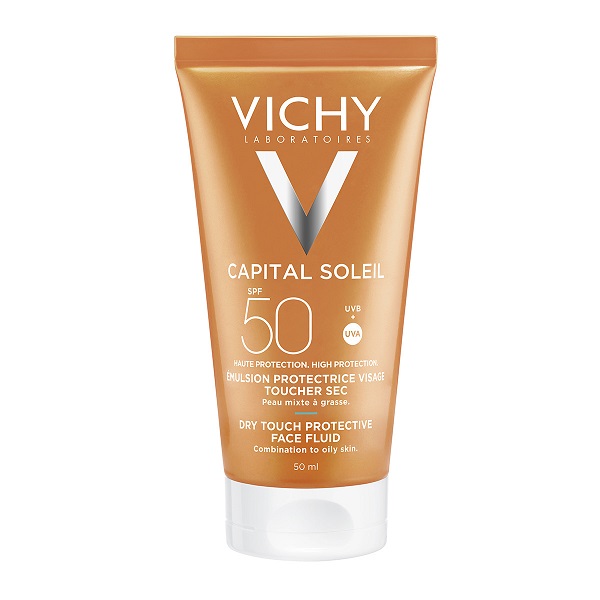 Vichy Capital Soleil Dry Touch Face Fluid Αδιάβροχη Αντηλιακή Κρέμα Προσώπου SPF50 50ml