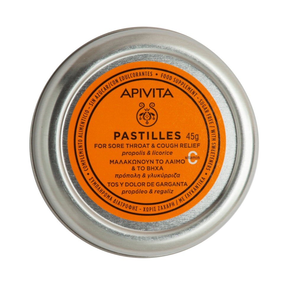 APIVITA PASTILLES Παστίλιες για τον πονεμένο λαιμό και το βήχα με γλυκόριζα & πρόπολη