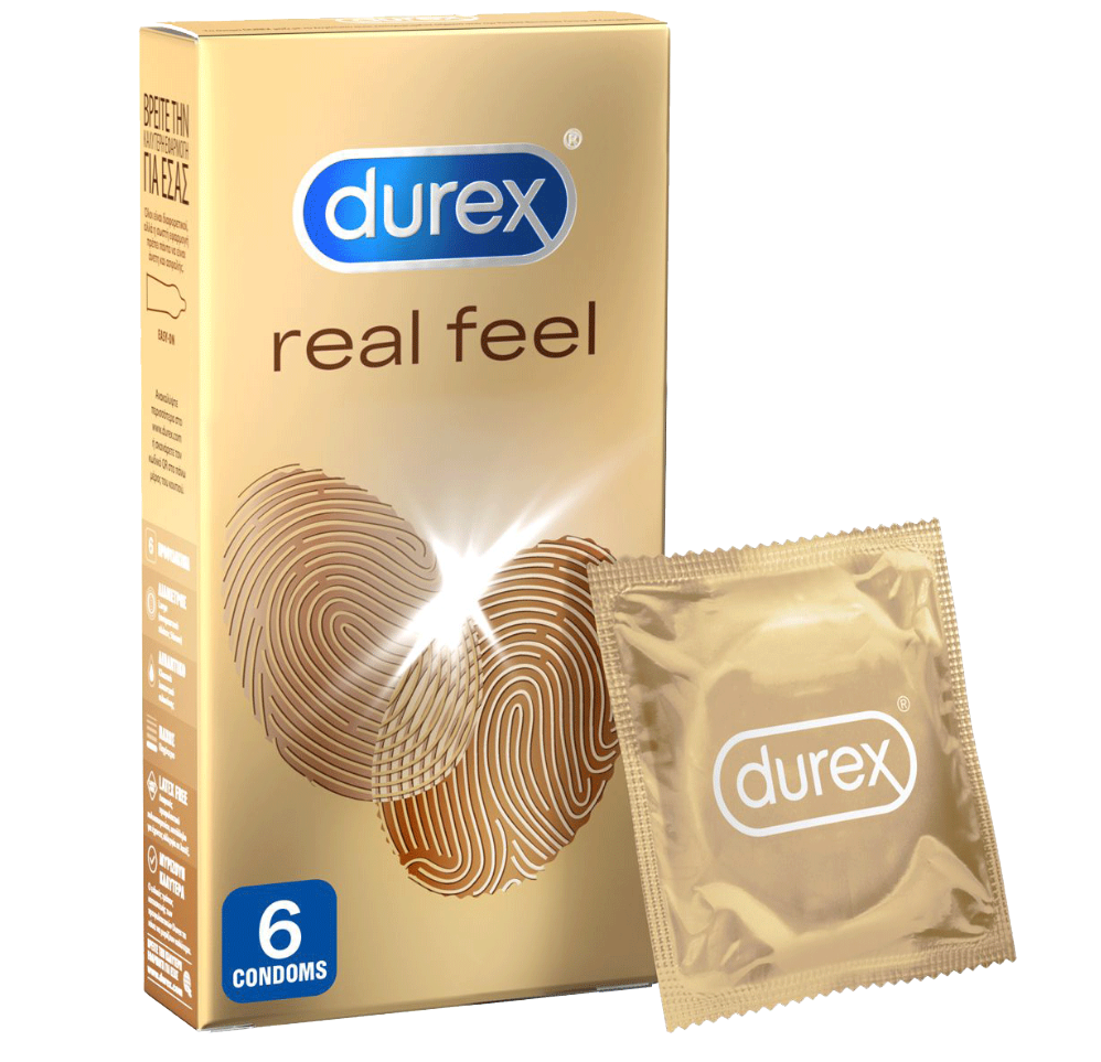 Durex Real Feel Προφυλακτικά χωρίς Λάτεξ Πολύ Λεπτά  6τμχ