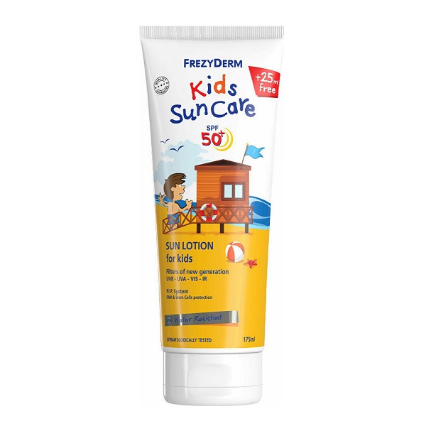 Frezyderm Kids Sun Care SPF50+ Αδιάβροχο Παιδικό Αντηλιακό Γαλάκτωμα για Πρόσωπο & Σώμα 175ml