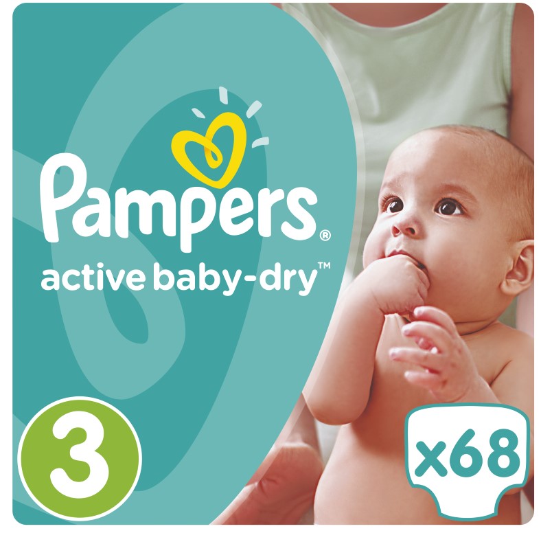 Pampers Πάνες με Αυτοκόλλητο Active Baby Dry No. 3 για 5-9kg 68τμχ