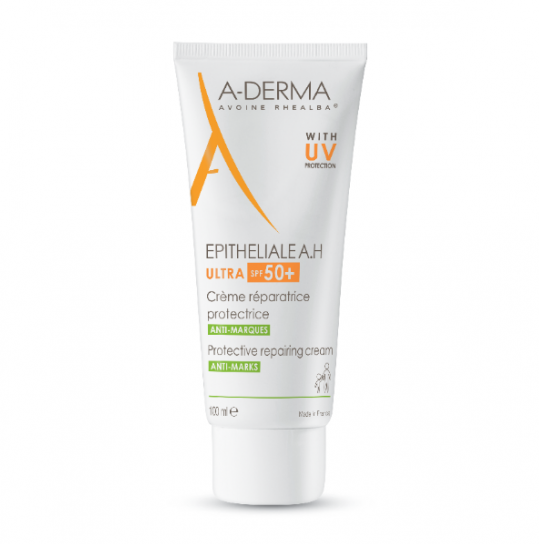 A-Derma Epitheliale A.H. Duo Αναπλαστική Κρέμα Προσώπου Ημέρας με SPF50 για Ευαίσθητες Επιδερμίδες κατά των Ατελειών με Υαλουρονικό Οξύ 100ml