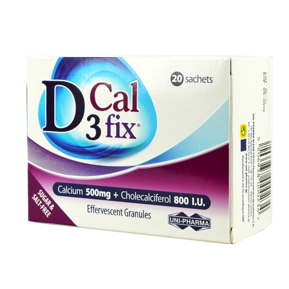 Uni-Pharma D3 Fix Calcium Βιταμίνη για Ανοσοποιητικό 500mg 20 φακελίσκοι