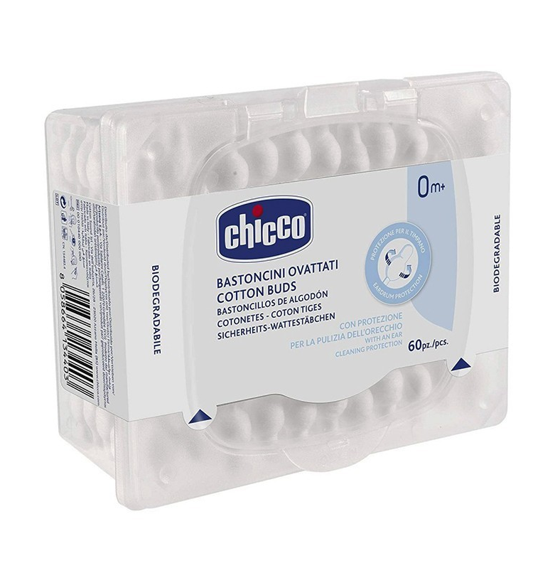 Chicco Βρεφικές Μπατονέτες Βιοδιασπώμενες Ασφαλείας 60τμχ