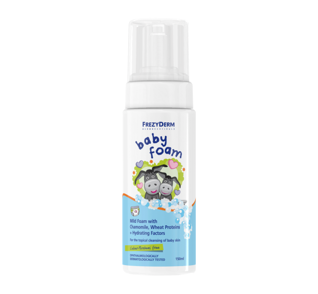 Frezyderm Baby Foam Απαλός Αφρός Καθαρισμού Με Χαμομήλι και Πρωτεϊνες Σιταριού 150ml