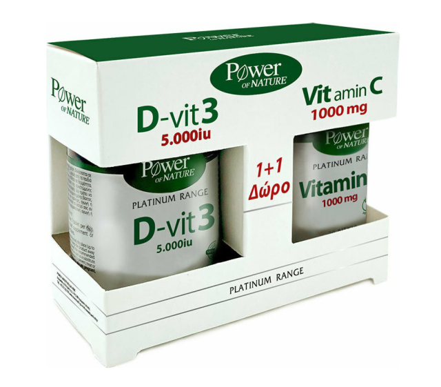 Power Health Platinum Vitamin D-Vit3 5000iu 60tabs & Vitamin C 1000mg 20tabs