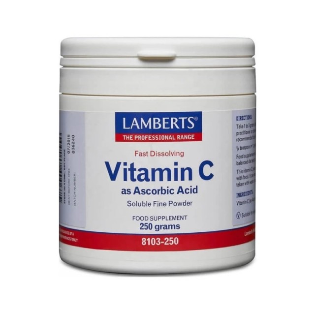 Lamberts Vitamin C as Ascorbic Acid Βιταμίνη για Ενέργεια & Ανοσοποιητικό 500mg 250gr