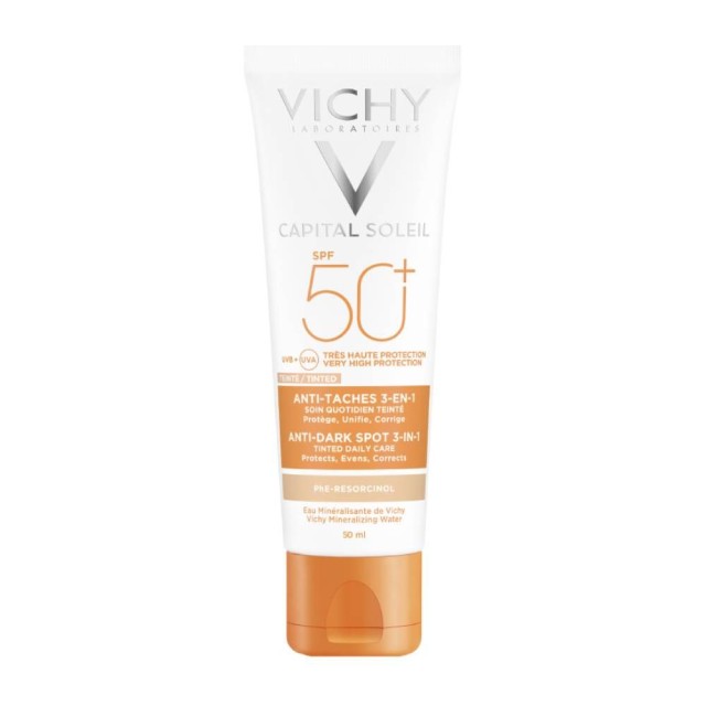 Vichy Capital Soleil Anti Dark Spot 3-in-1 Tinted Αντηλιακή Κρέμα Προσώπου SPF50+ με Χρώμα Κατά των Κηλίδων 50ml