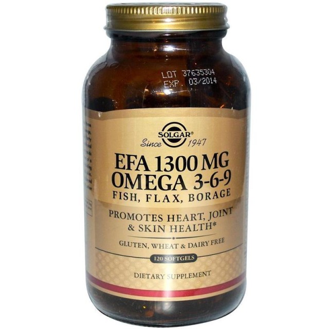 Solgar EFA 1300mg Omega 3 6 9 Fish Flax Borage Ιχθυέλαιο 120softgels